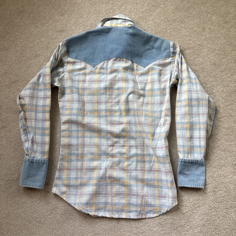Levis Western Shirt Mens S Blue Pearl Snap Flannel Corduroy Work - Picture 2 of 8